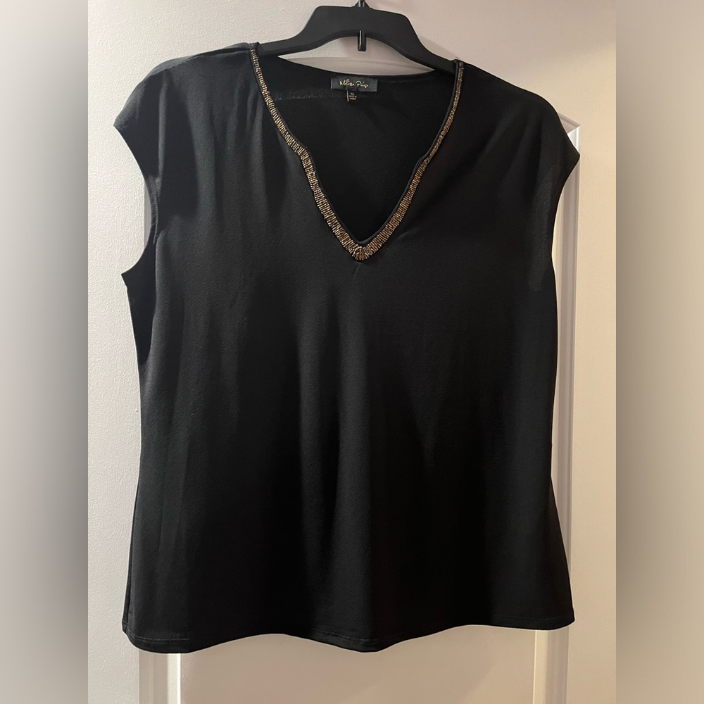 🚨3 for $15🚨 MELISSA PAIGE cap sleeve beaded collar top